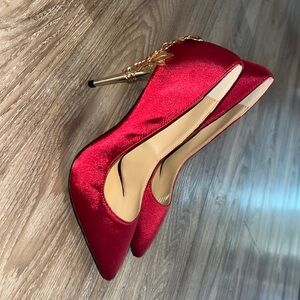 Ralph and Russo wine red, heels. Gold metal plated design